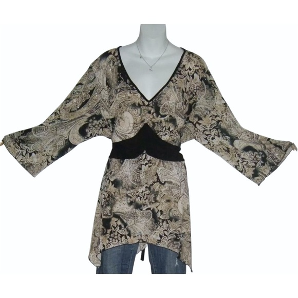MKM Designs Blouse Vintage 90's Fairy Grunge Whimsygoth Glitter Kimono Plus y2k - Picture 2 of 16